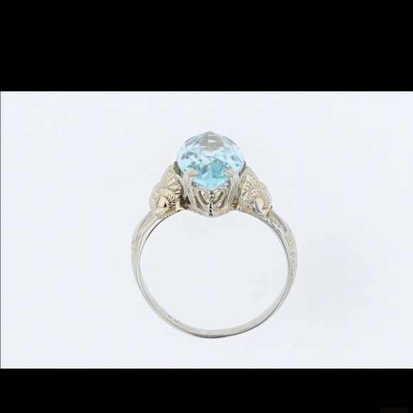 18k ART DECO FILIGREE SETTING WITH A 2.5ct NATURAL AQUAMARINE 💧 - Picture 5 of 6
